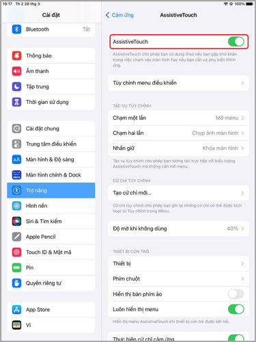 Cách chụp màn hình iPad bằng Assistive Touch