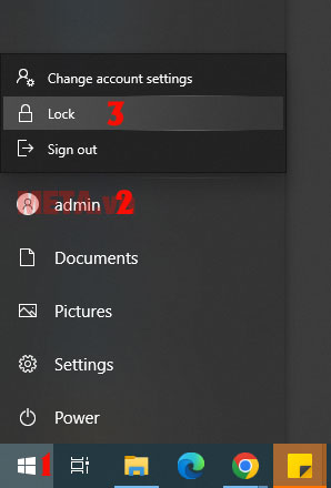 Cách khóa màn hình máy tính Win 10 bằng menu Windows
