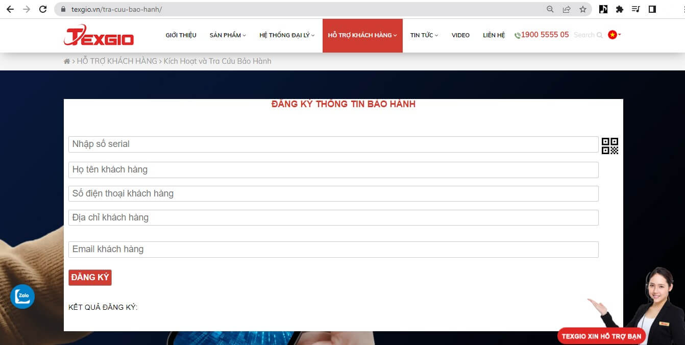 Hướng dẫn kích hoạt bảo hành của Texgio