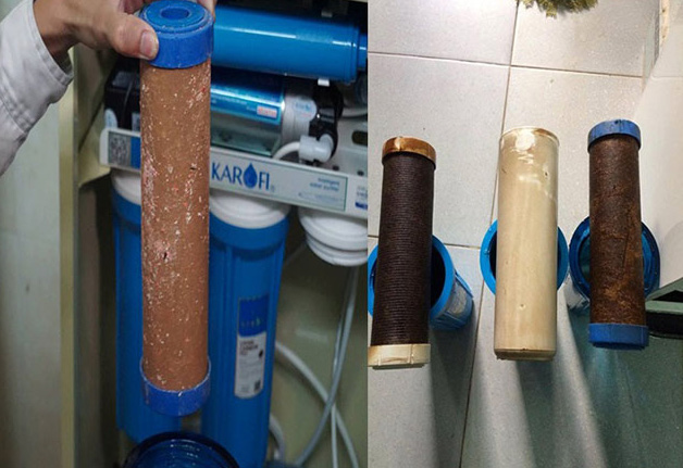 Lõi lọc của máy lọc nước bị bẩn gây tắc nghẽn