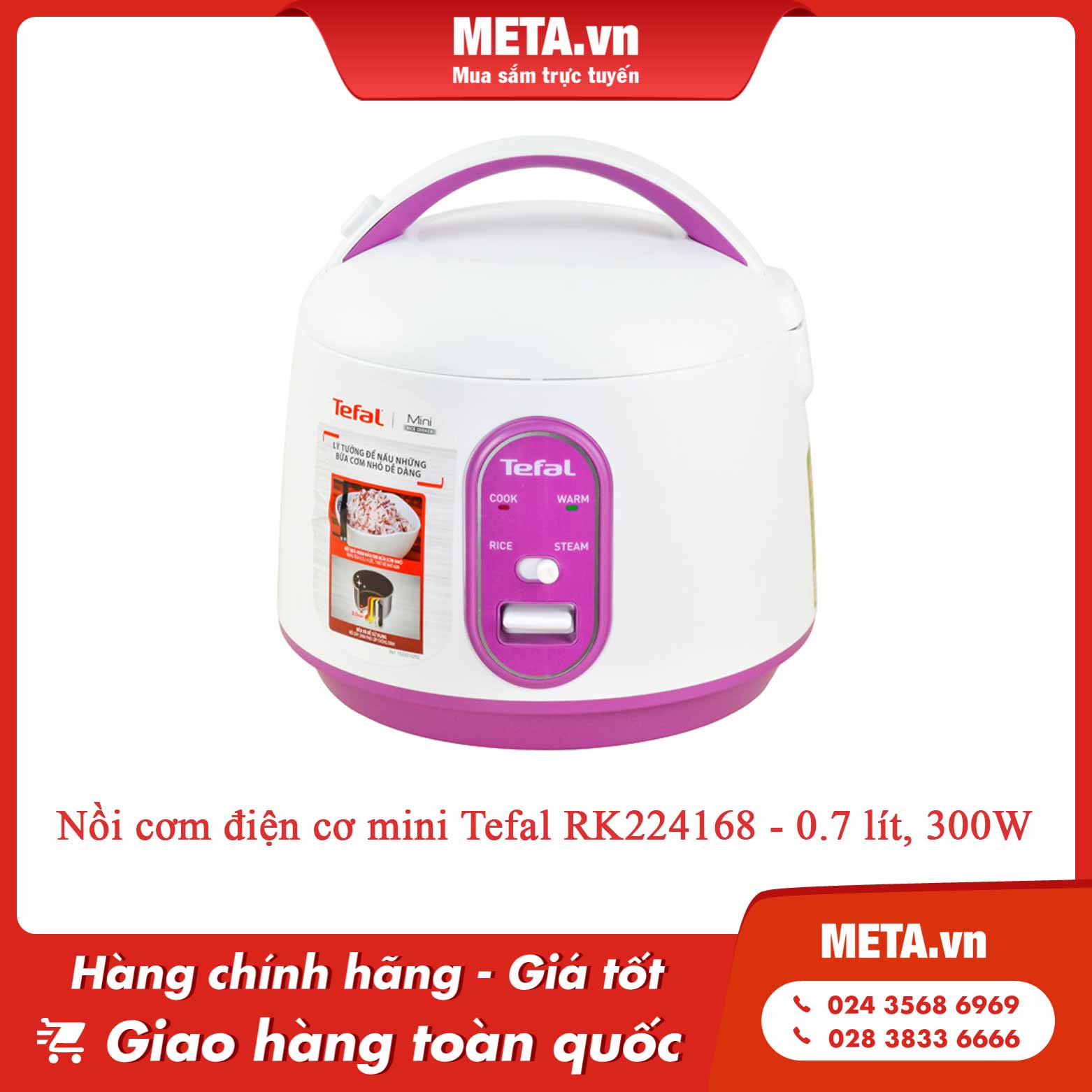 Nồi cơm điện cơ mini Tefal RK224168 0,7 lít