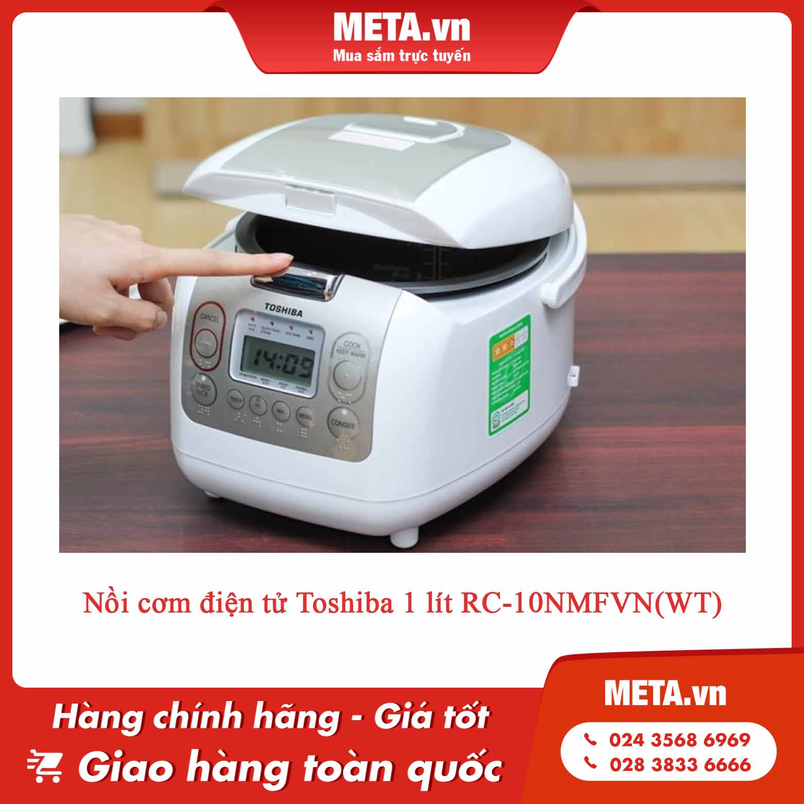 Nồi cơm điện tử Toshiba 1 lít RC-10NMFVN(WT)