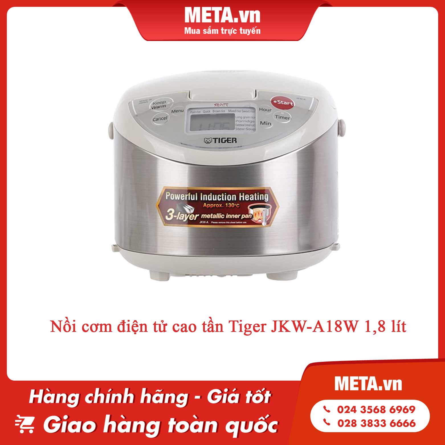 Nồi cơm điện tử cao tần Tiger JKW-A18W 1,8 lít