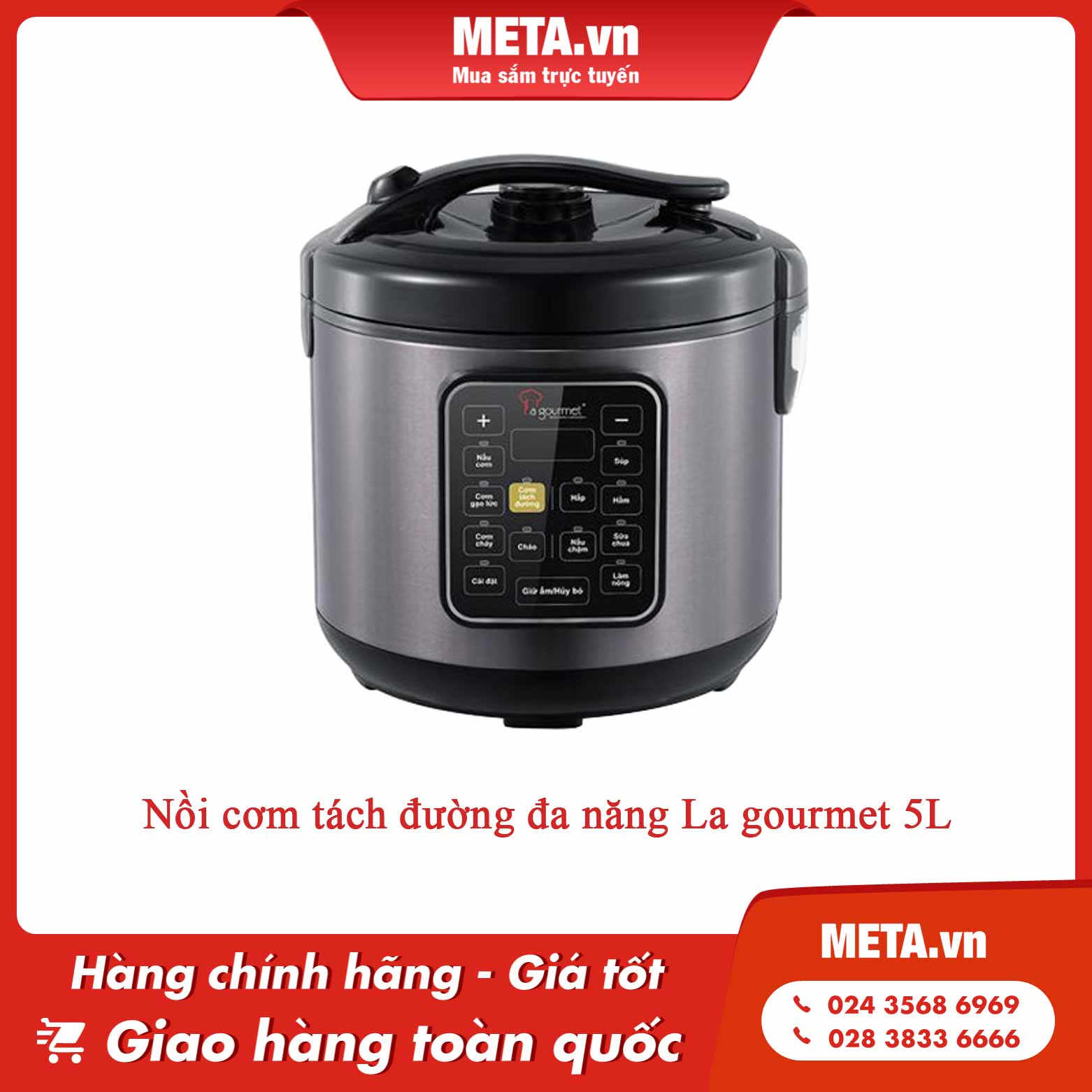 Nồi cơm tách đường đa năng La gourmet 5L