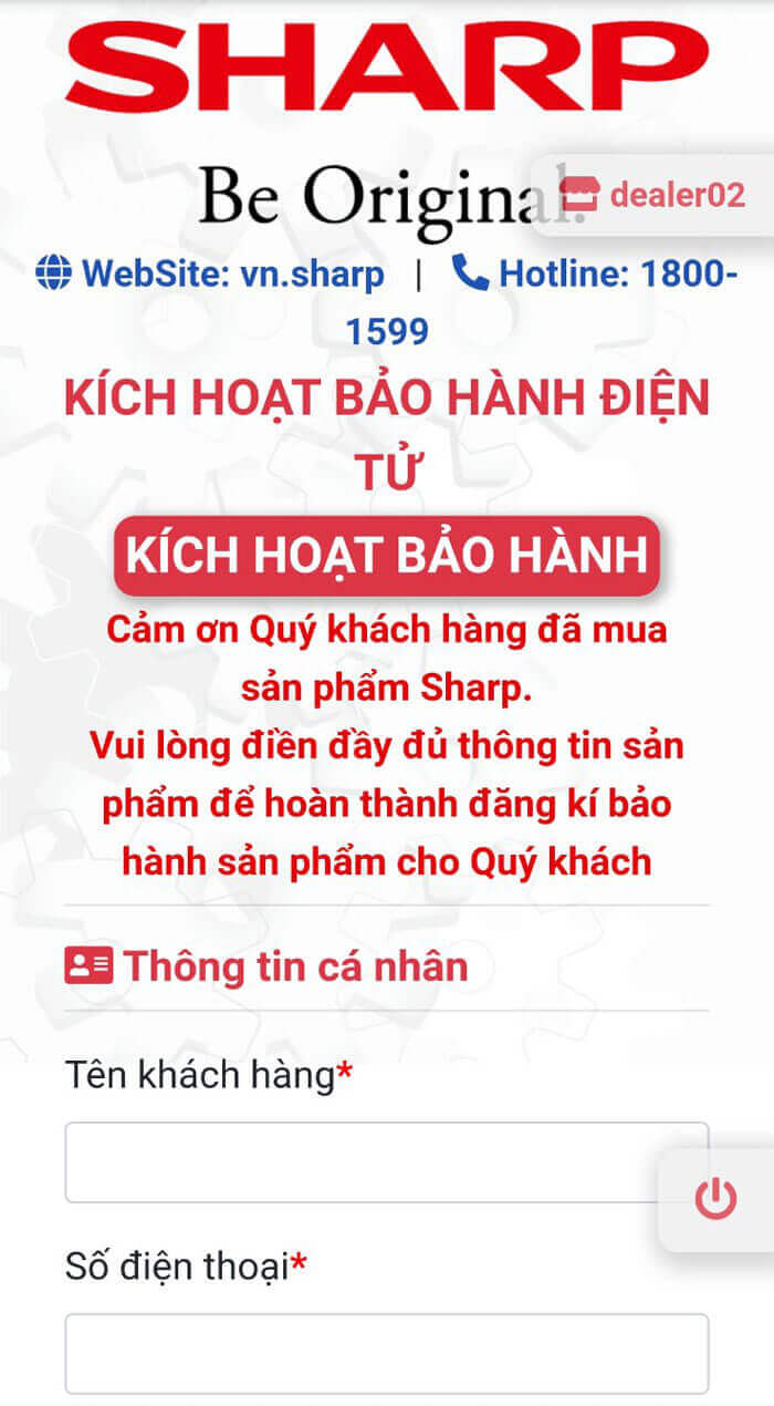 Cách đăng ký bảo hành điều hòa Sharp trên website đối với đại lý