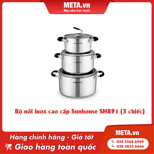Bộ nồi inox cao cấp Sunhouse SH891