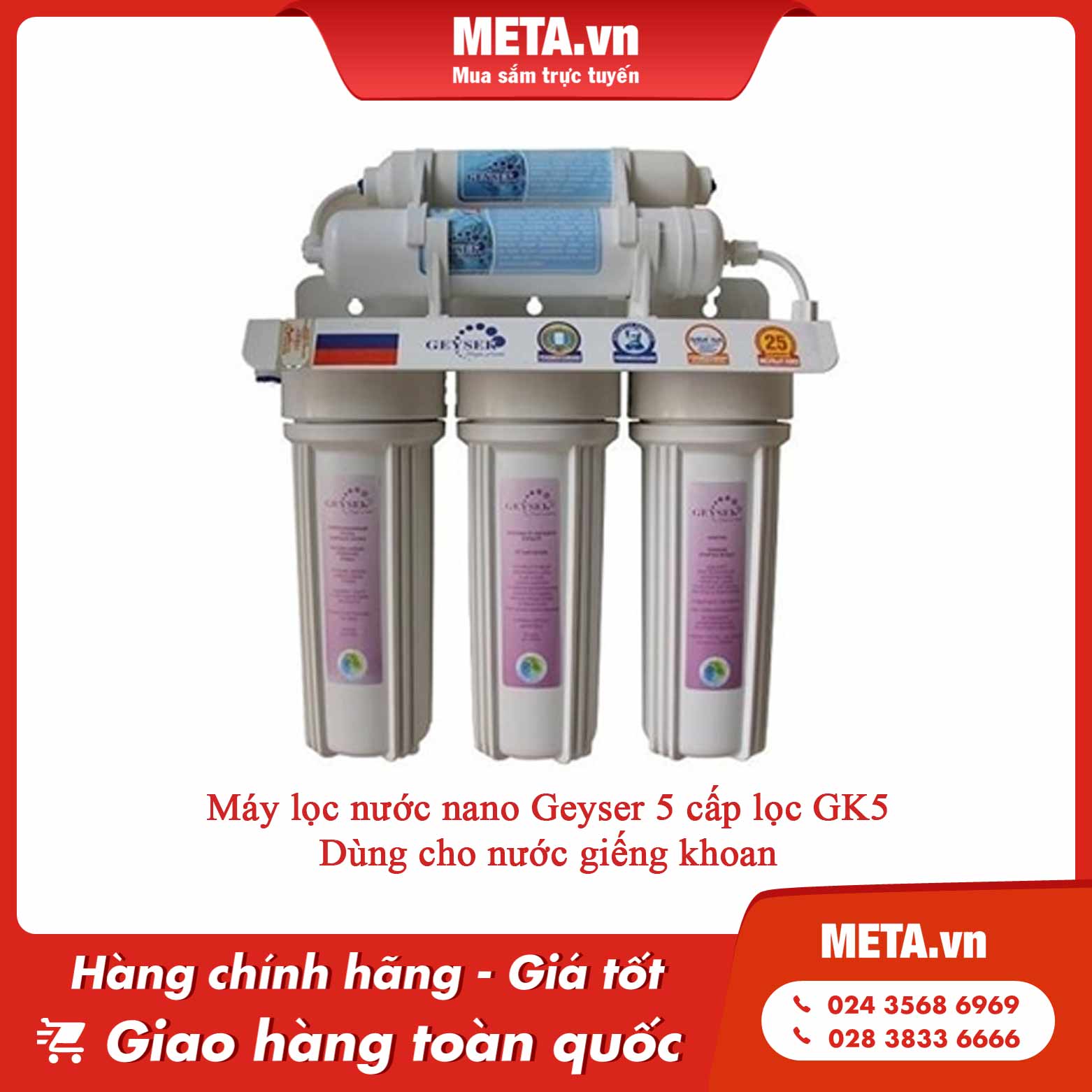Máy lọc nước Nano Geyser 5 cấp lọc GK5 - Dùng cho nước giếng khoan