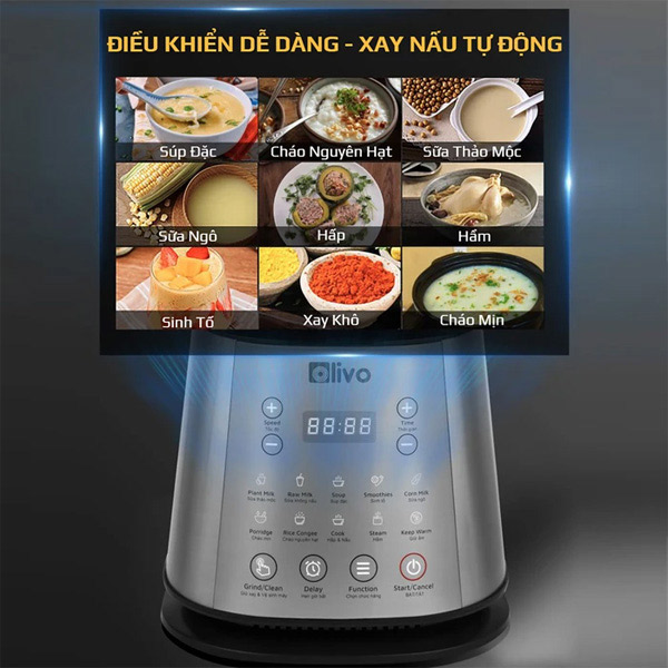 Các nút chức năng trên bảng điều máy làm sữa hạt Olivo X20