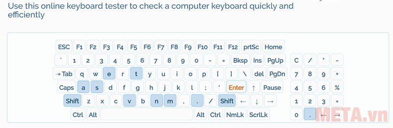 Keyboard Test - công cụ test bàn phím máy tính, laptop nhanh chóng, đơn giản