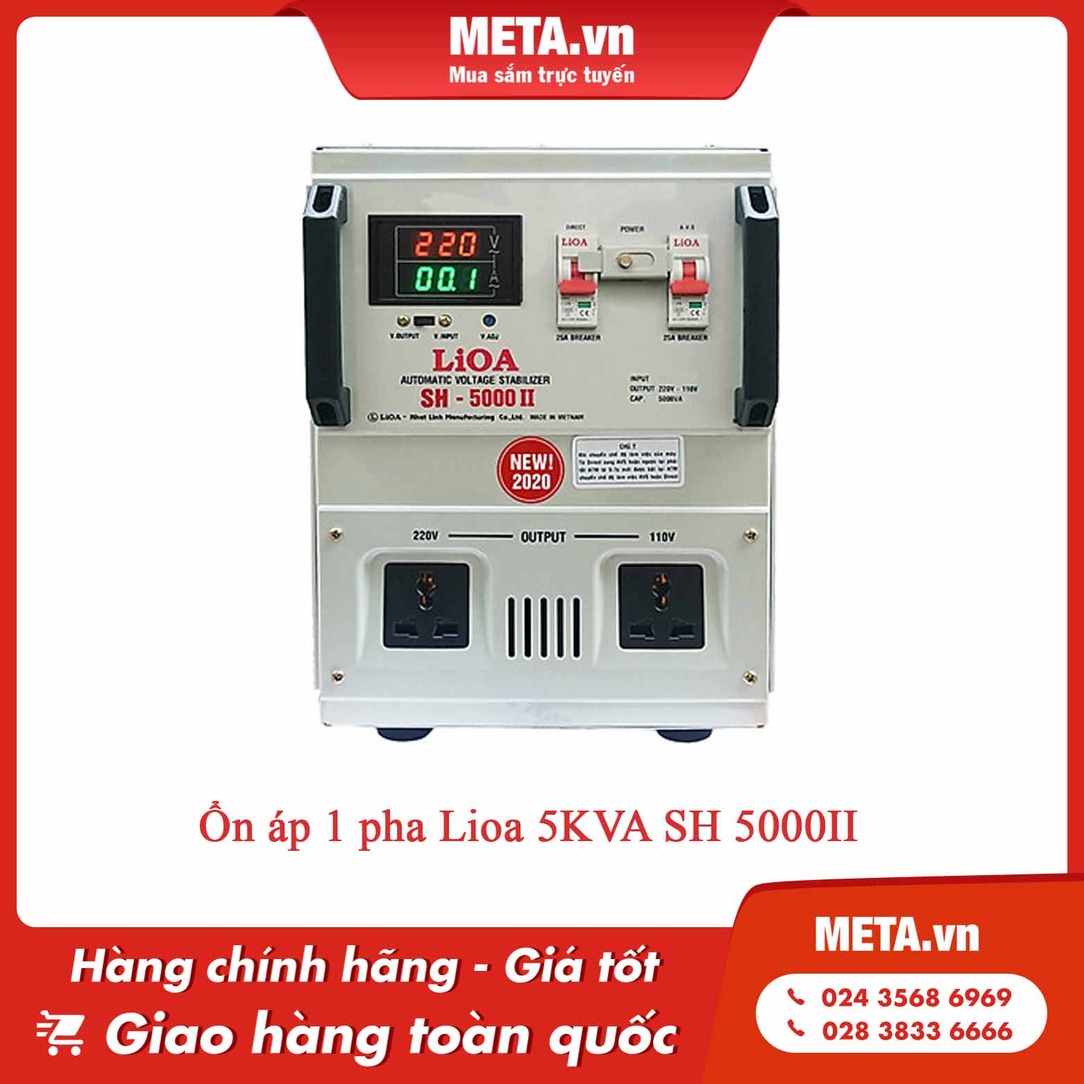 Ổn áp 1 pha Lioa 5KVA SH 5000II