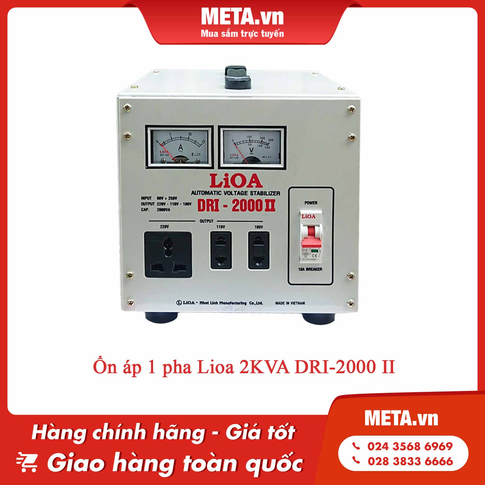 Ổn áp 1 pha Lioa 2KVA DRI-2000 II
