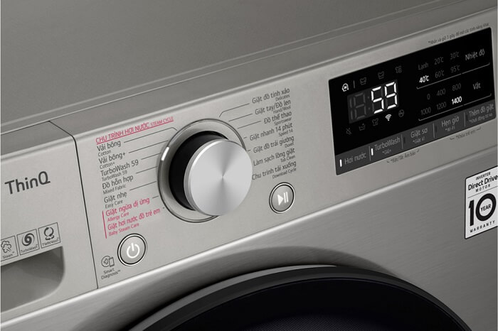 Bắt đầu quá trình giặt với máy giặt LG FV1410S4P
