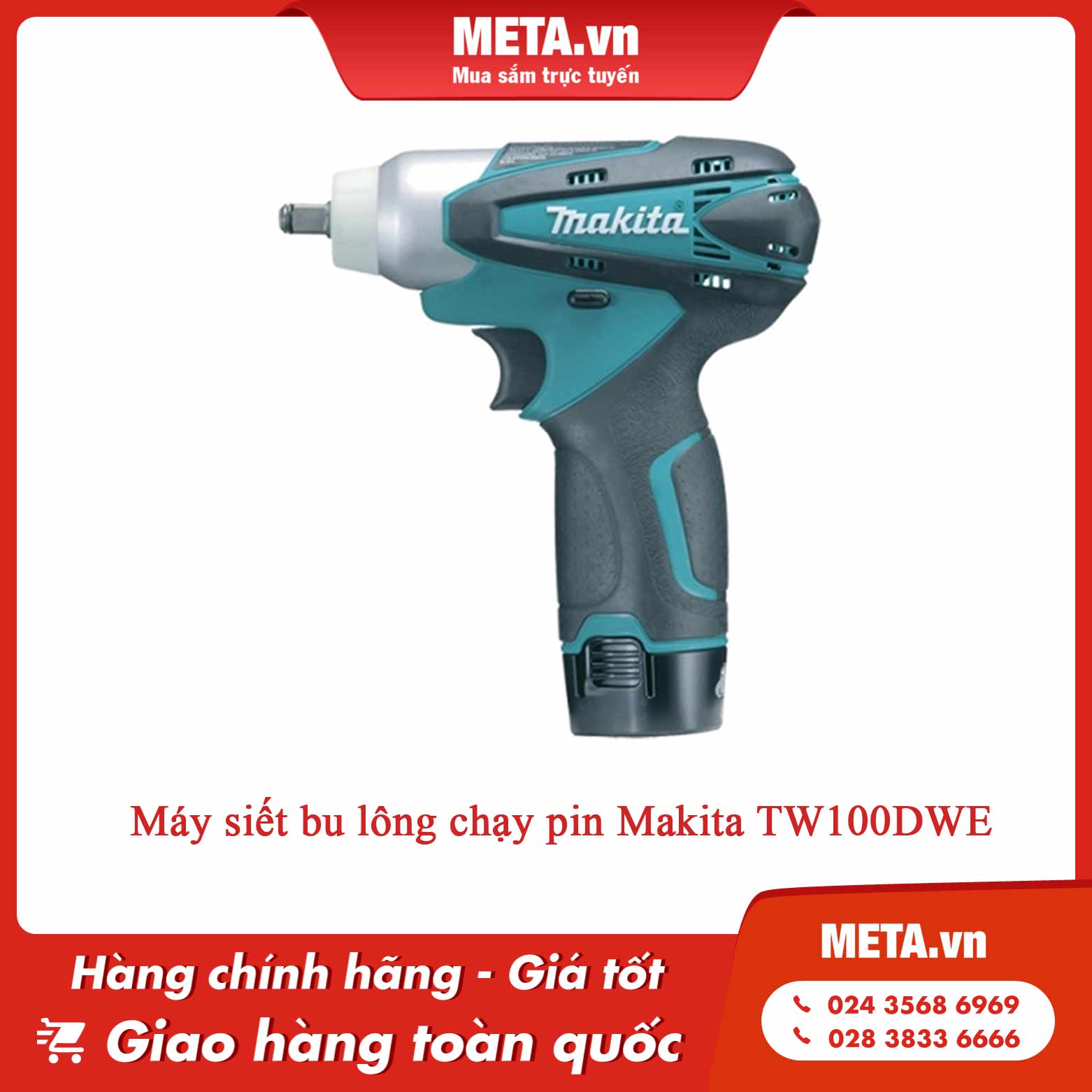 Máy siết bu lông chạy pin Makita TW100DWE