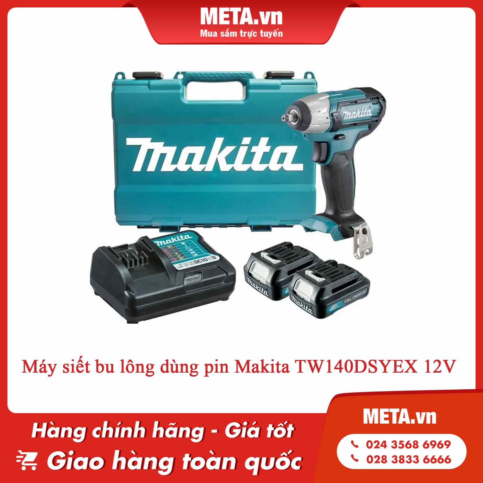 Máy siết bu lông dùng pin Makita TW140DSYEX 12V