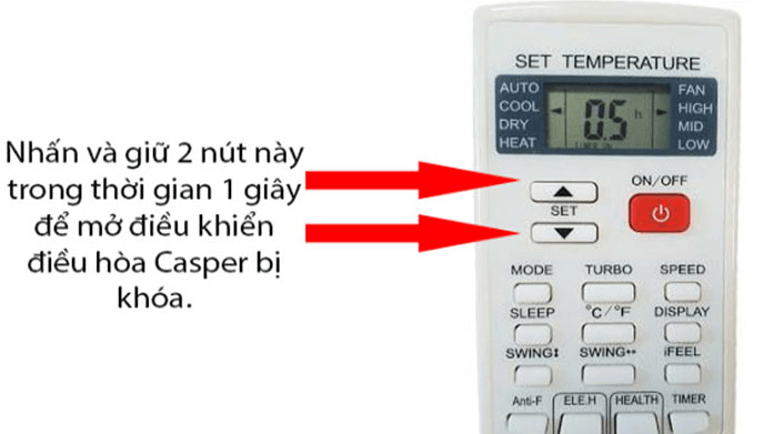 Cách mở khoá điều khiển máy lạnh Casper đời cũ