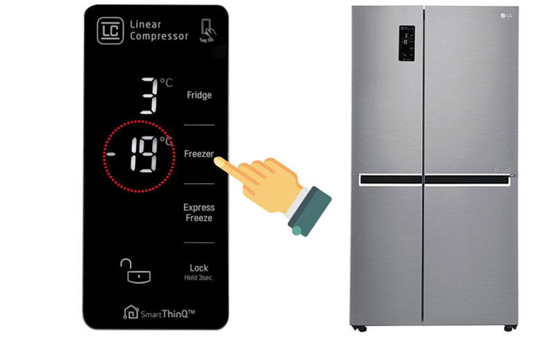 Điều chỉnh nhiệt độ tủ lạnh LG bằng bảng điều khiển
