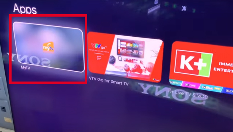 Giao diện của ứng dụng MyTV hiện lên, bạn nhấn vào đó