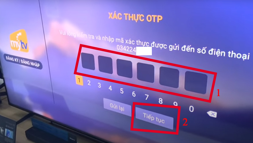 Mã xác thực sẽ được gửi về số điện thoại, bạn hãy điền mã đó vào -> Nhấn Tiếp tục