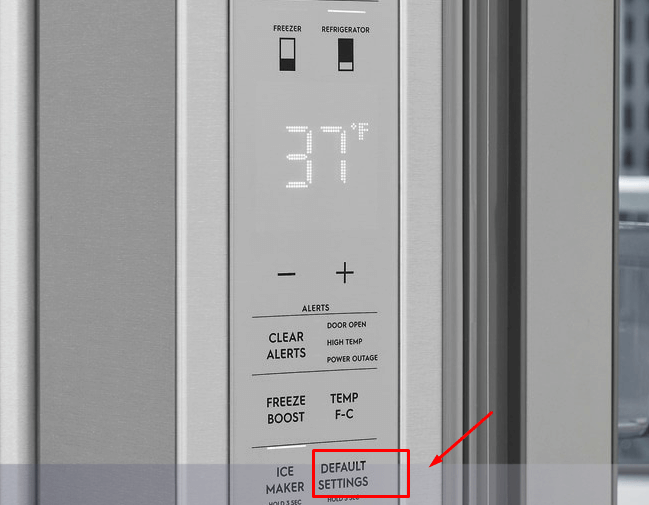 Nhấn nút Factory default để reset tủ lạnh Electrolux