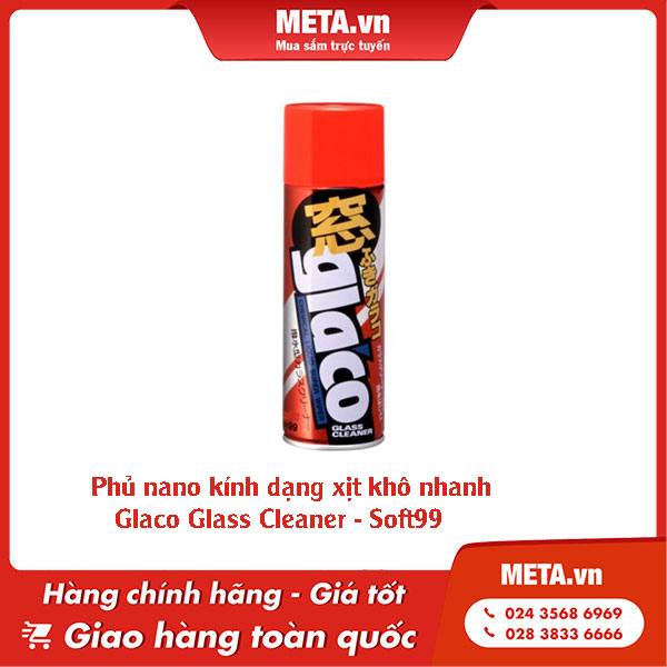 Phủ nano kính dạng xịt khô nhanh Glaco Glass Cleaner - Soft99