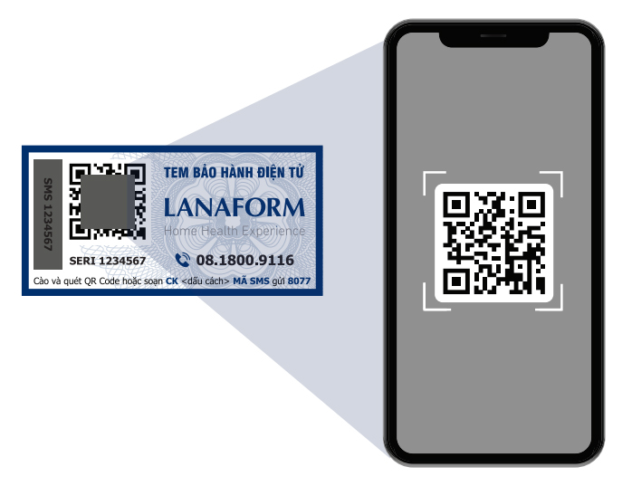 Mở camera/zalo để quét QRCode rồi truy cập bảo hành