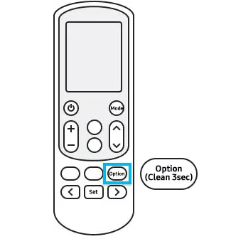 Nhấn nút tùy chọn để chọn chế độ tự vệ sinh điều hòa Samsung