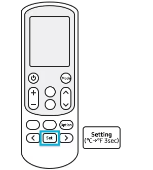 Nhấn nút Set để thiết lập chế độ tự vệ sinh điều hòa Samsung