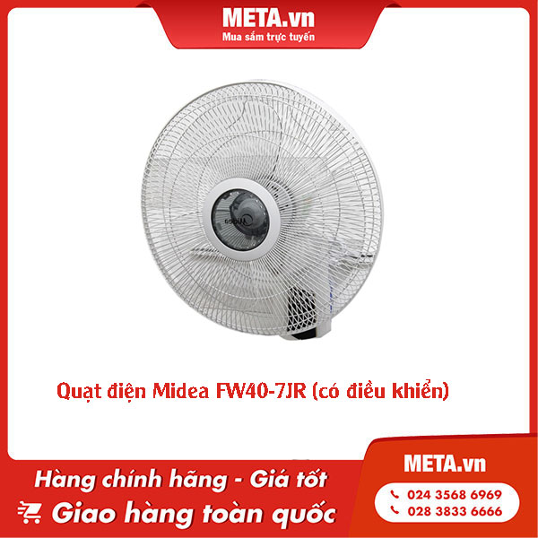 Quạt điện Midea FW40-7JR treo tường có điều khiển từ xa.