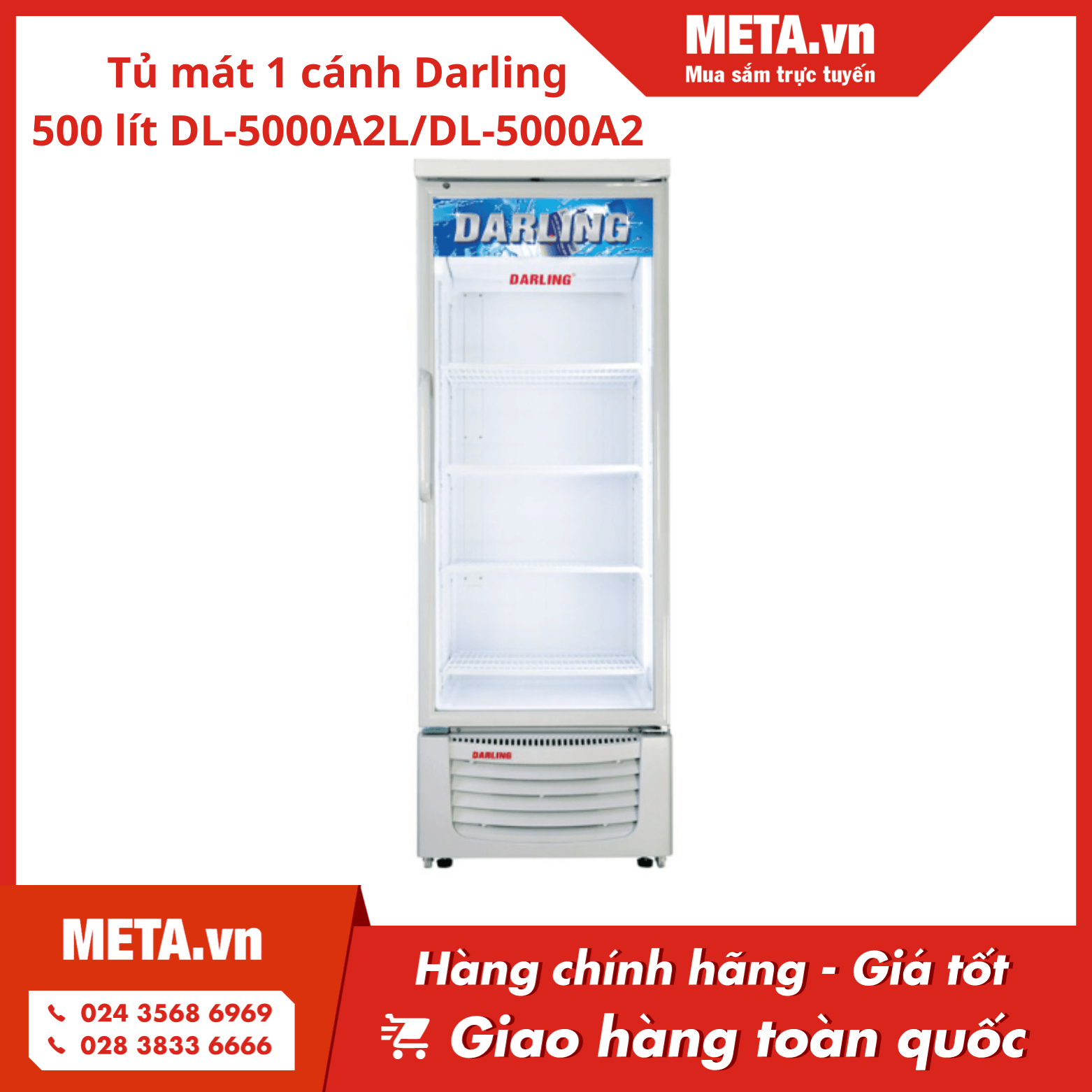 Tủ mát 1 cánh Darling 500 lít DL-5000A2L/DL-5000A2
