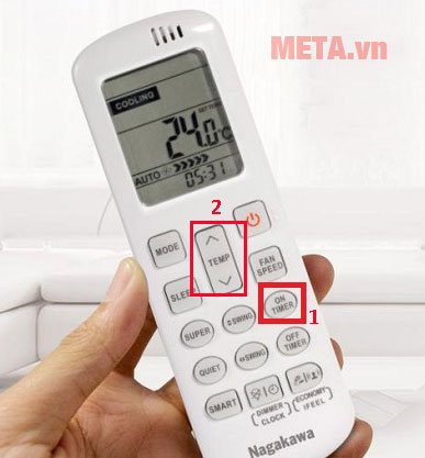 Cách hẹn giờ bật điều hoà Nagakawa