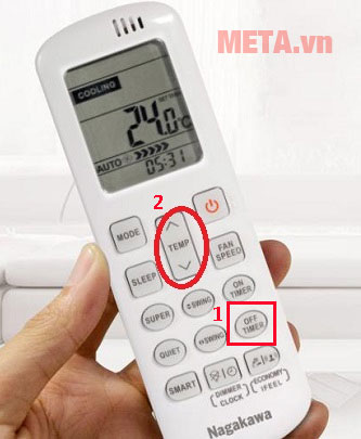 Cách hẹn giờ tắt điều hoà Nagakawa