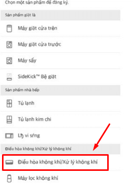 Chọn mục Điều hòa không khí/Xử lý không khí