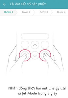 Nhấn đồng thời 2 phím Energy Ctrl và Jet mode trên remote điều hòa