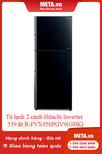 Tủ lạnh 2 cánh Hitachi Inverter 339 lít R-FVX450PGV9(GBK)