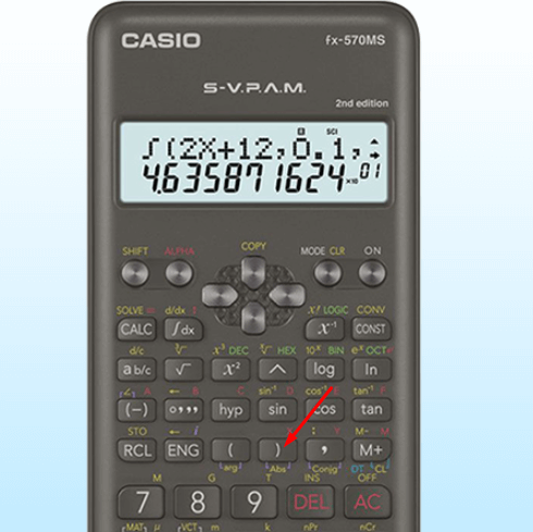 Nút trị tuyệt đối trên máy tính Casio 570MS