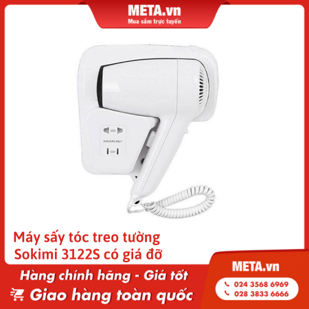 Máy sấy tóc treo tường khách sạn Sokimi 3122S có giá đỡ