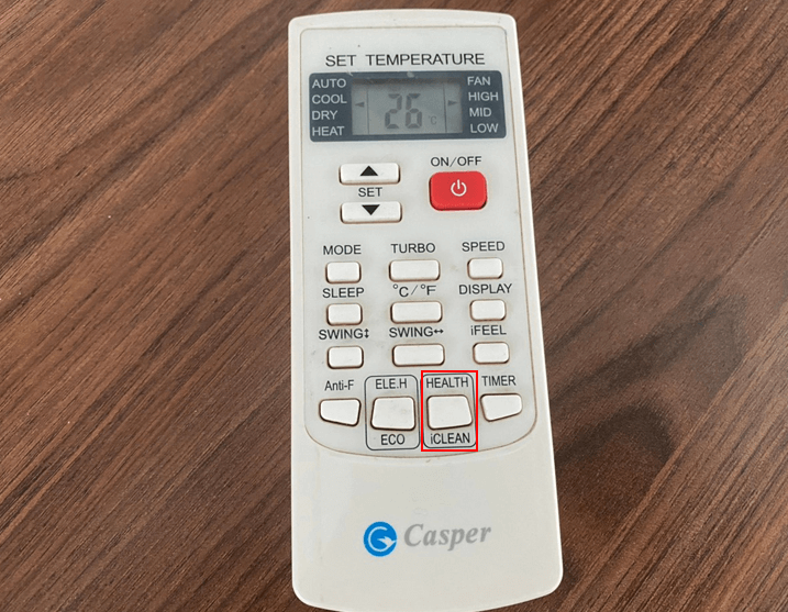 Nút HEALTH trên điều khiển điều hòa Casper