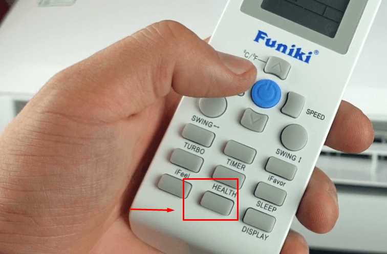Nút HEALTH trên remote điều hòa Funiki