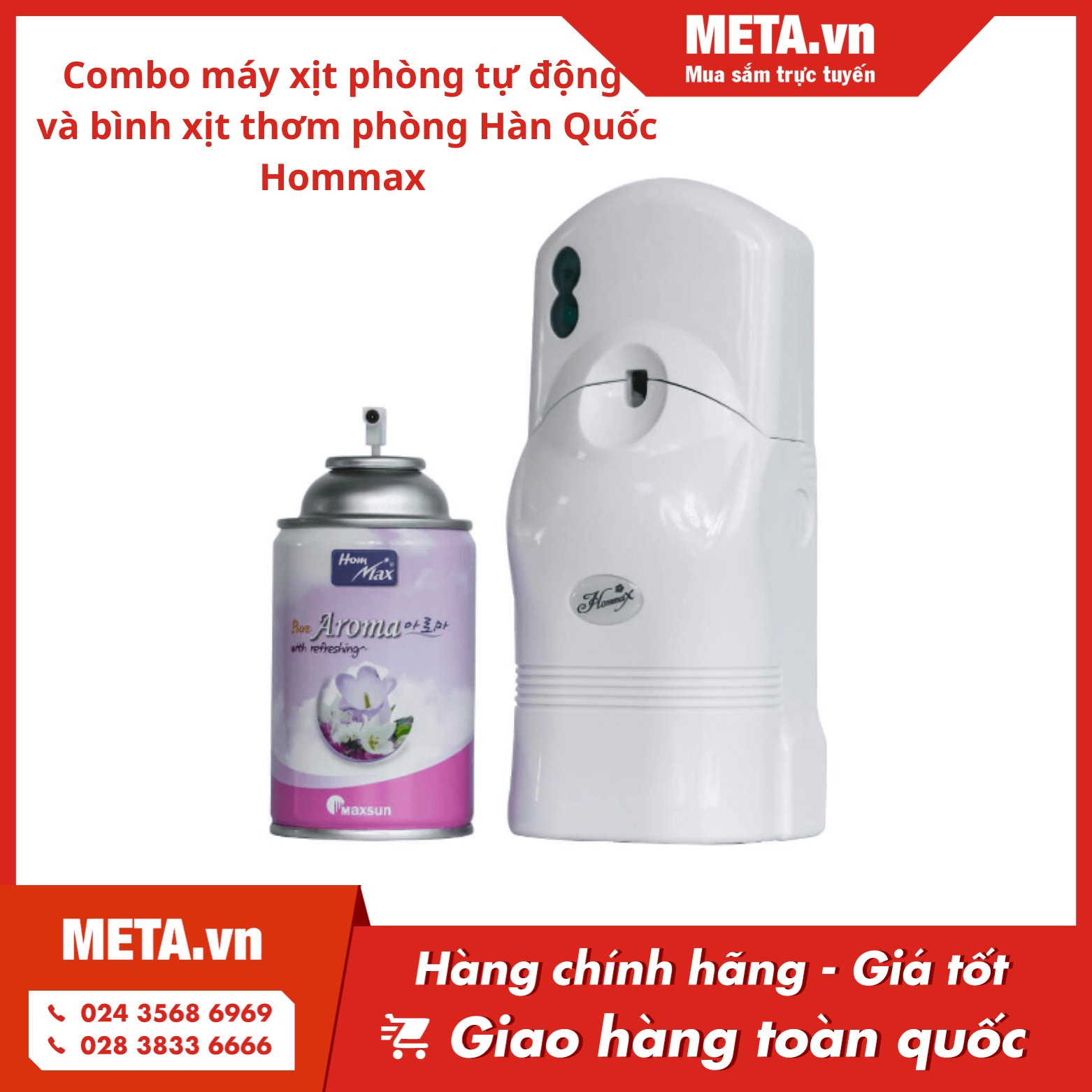 Combo máy xịt phòng tự động và bình xịt thơm phòng Hàn Quốc Hommax