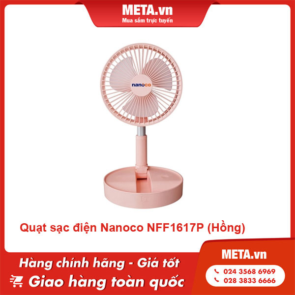 Quạt tích điện Nanoco NFF1617 (Hồng)