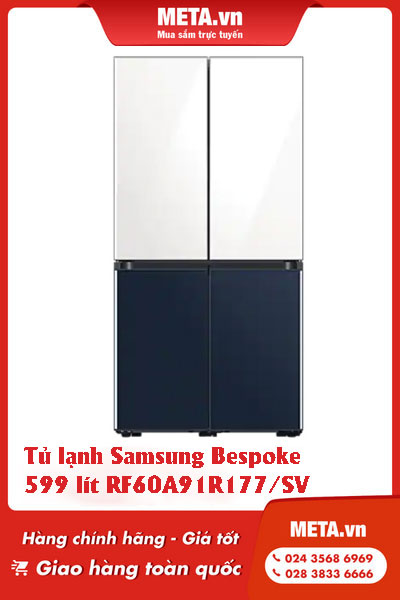 Tủ lạnh Samsung Bespoke multidoor 599 lít RF60A91R177/SV