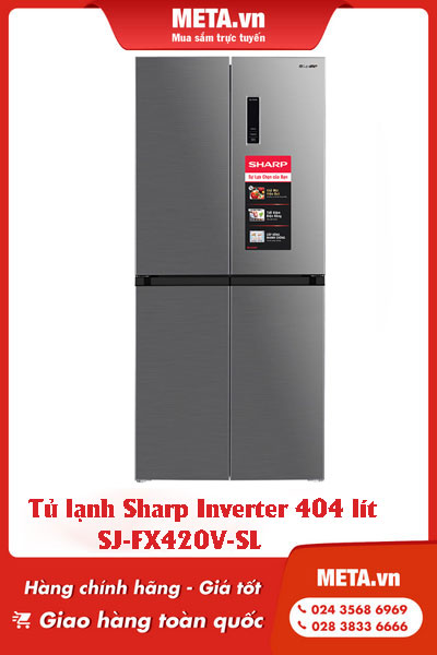 Tủ lạnh Sharp Inverter 404 lít SJ-FX420V-SL