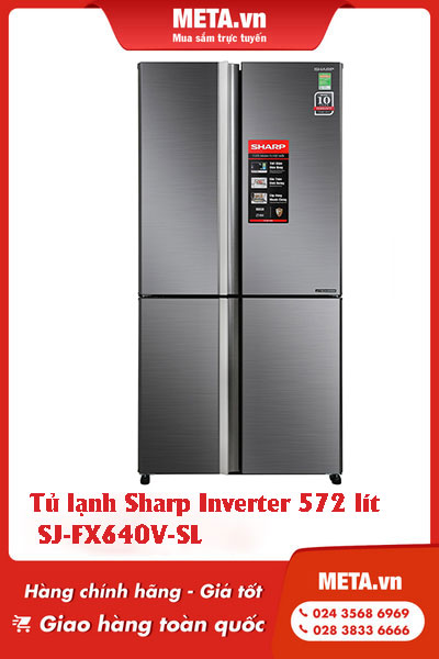 Tủ lạnh Sharp Inverter 572 lít SJ-FX640V-SL