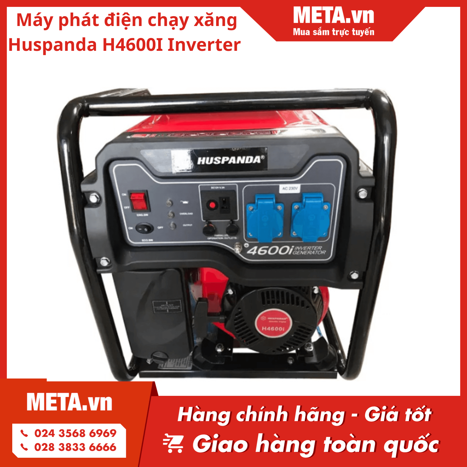 Máy phát điện chạy xăng Huspanda H4600I Inverter siêu chống ồn (3.5kW-3.8kW)