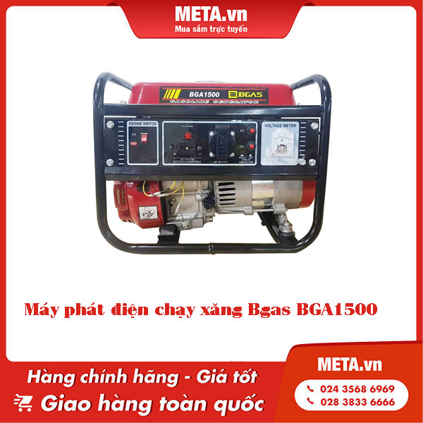 Máy phát điện 1,2kVA chạy xăng Bgas BGA1500