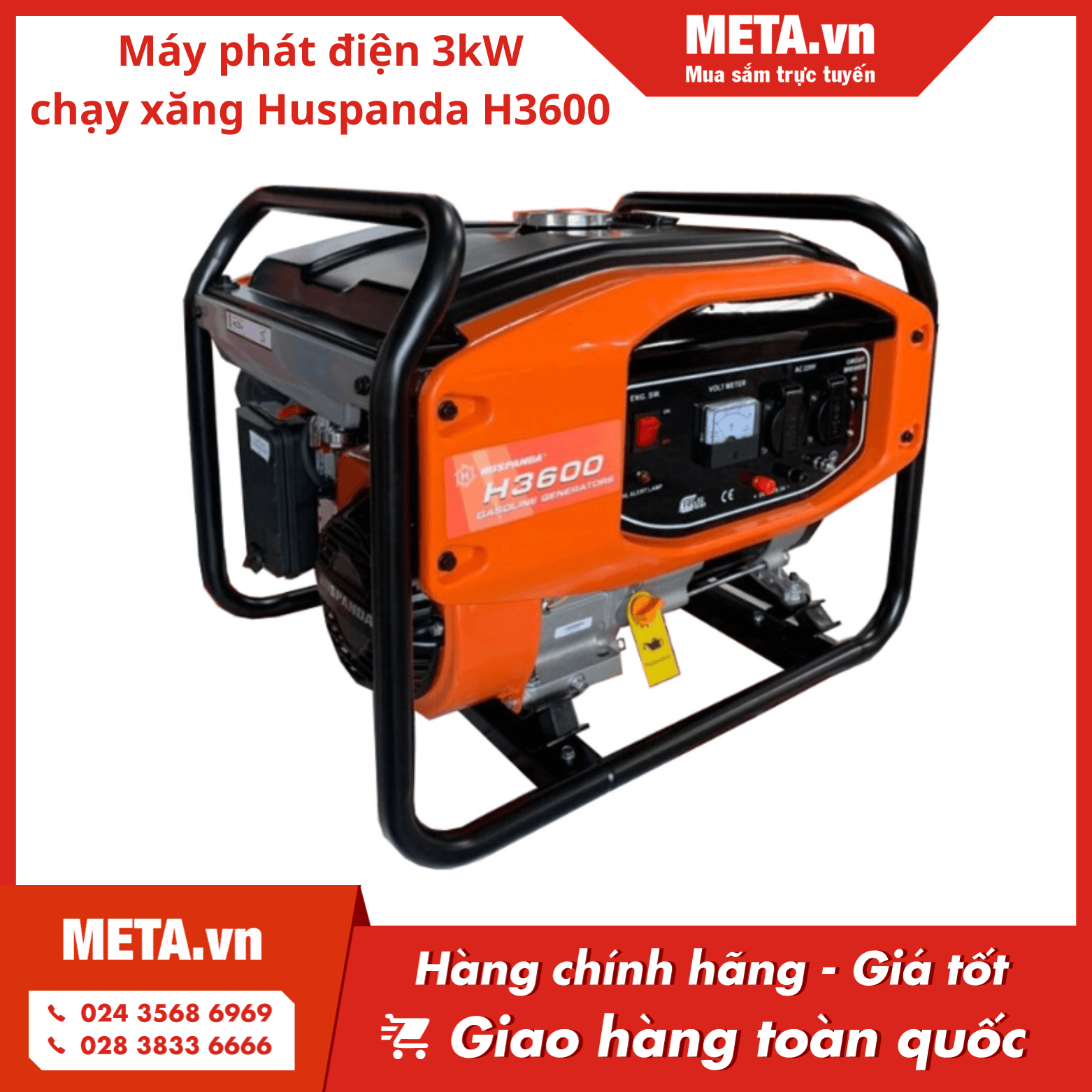 Máy phát điện 3kW chạy xăng Huspanda H3600