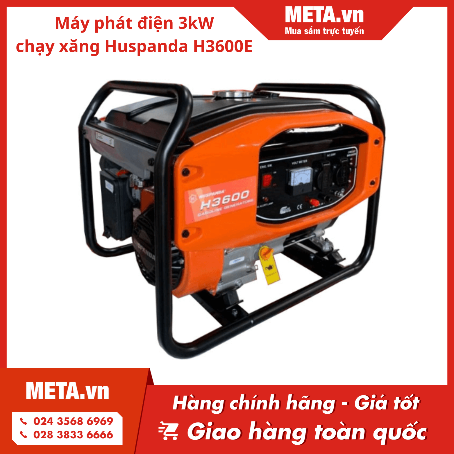 Máy phát điện 3kW chạy xăng Huspanda H3600E