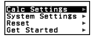Chọn Calc Settings trên Casio 880