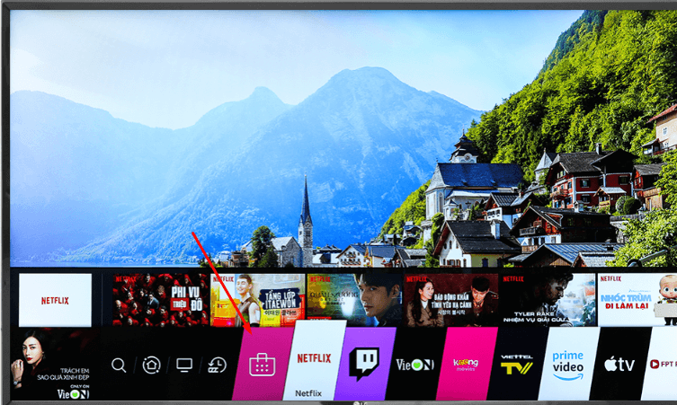 Chọn biểu tượng LG Content trên màn hình tivi