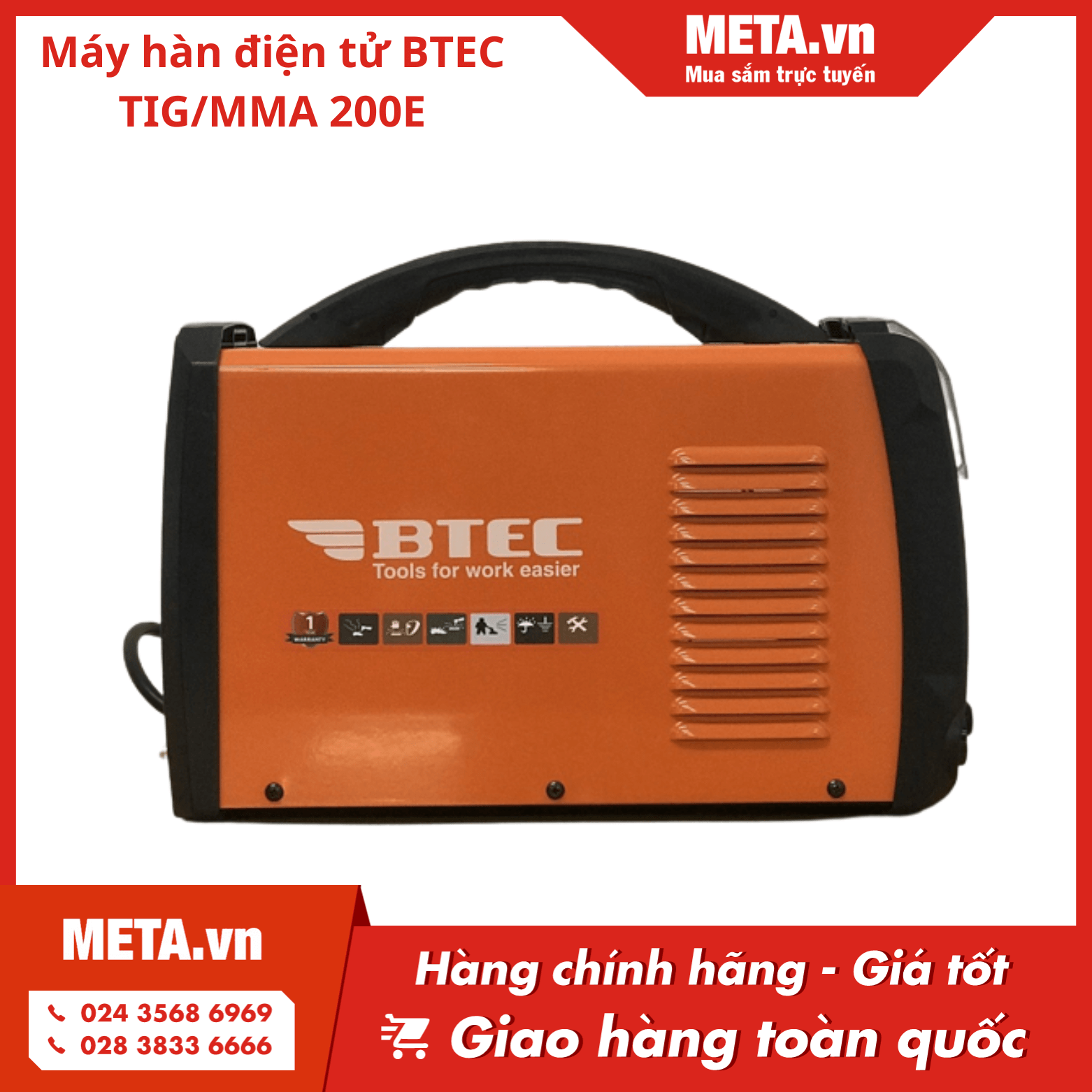 Máy hàn điện tử BTEC TIG/MMA 200E